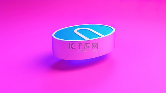 互联网符号背景图片_粉红色背景，带有 3D 渲染的蓝色电子邮件或双色调风格的互联网符号