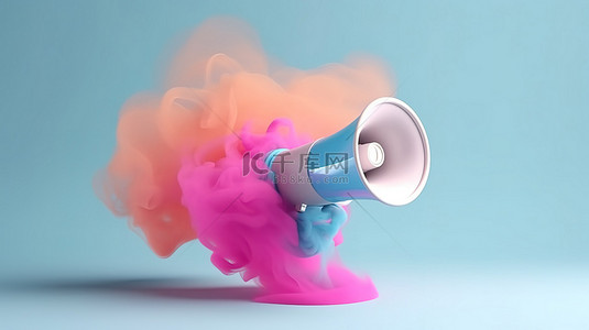 气泡音背景图片_带语音气泡的 3D 扬声器对数字广告和媒体通信的真实描述