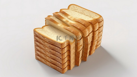 以等距视图所示的单片面包的独立 3D 渲染
