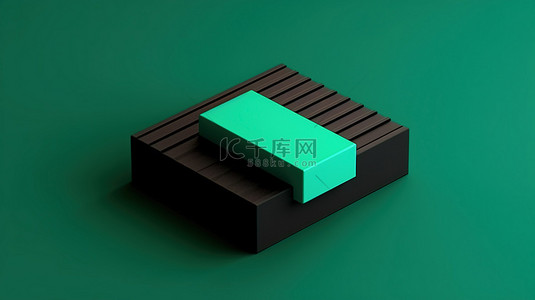 黑色和绿色 3D 等距板的橡皮擦