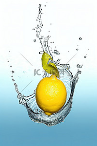 这张柠檬掉进水里的图片