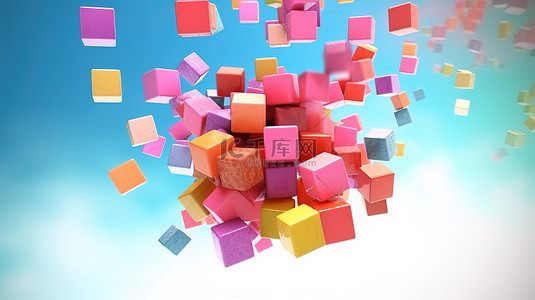 工作牌设计背景图片_悬浮在合成图像中的彩色 3D 立方体的集合