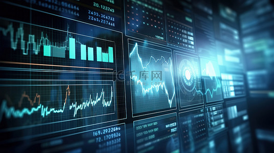 市场数据背景图片_未来界面显示 3d 渲染的证券交易所交易数据信息