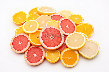 水果背景图片_白色背景上的一小堆柑橘