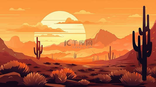 沙漠沙丘太阳背景