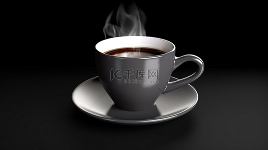 咖啡厅茶背景图片_咖啡杯图标的独立 3D 渲染