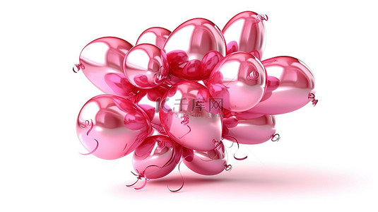 漂浮在白色背景上的粉色气球形“宝贝”字的 3D 插图