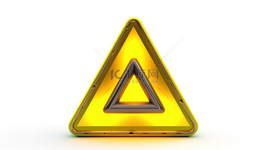 高压危险背景图片_带有高压符号的黄色三角形标志的 3D 渲染警告前方危险隔离在白色背景上