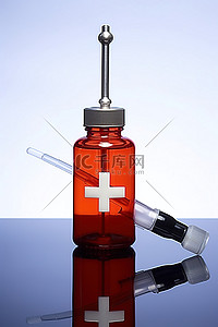 红十字背景图片_带有医疗和红十字的空注射器