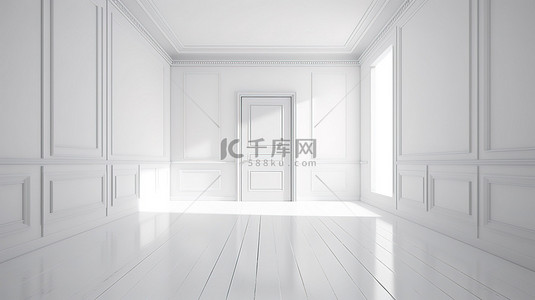 一扇 3d 格式的门，独立地站在白色的表面上
