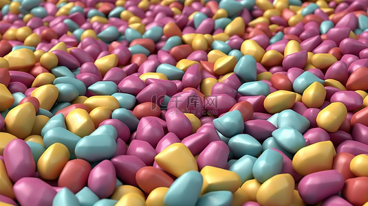 糖果背景图背景图片_清新薄荷口香糖背景上多彩多姿的口香糖的 3D 插图