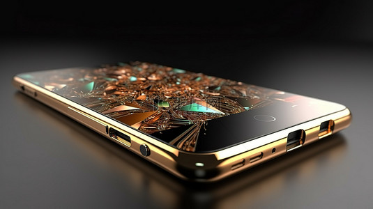 电话框背景图片_时尚现代的金色智能手机无框 3D 渲染