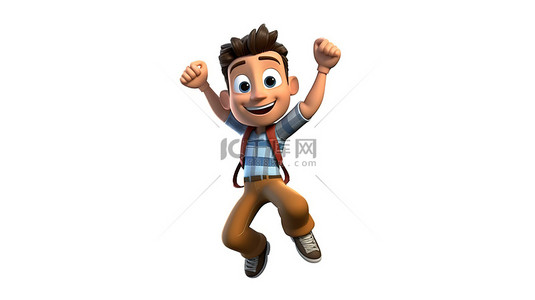 男表背景图片_欢快的 3d 男性卡通表现出快乐的跳跃姿势
