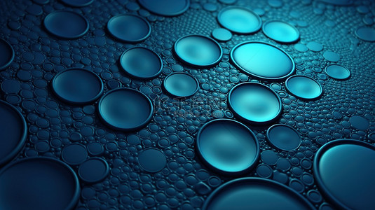 抽象蓝色圆圈中微妙几何图案的 3D 渲染插图