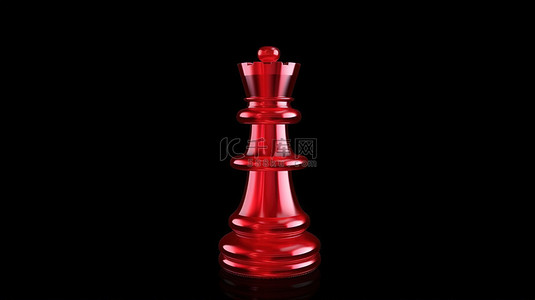 红色国际象棋背景图片_3D 渲染的国际象棋塔图标，红色轮廓完美适合商业符号