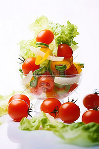 吃饱了才能减肥背景图片_盎司西红柿沙拉