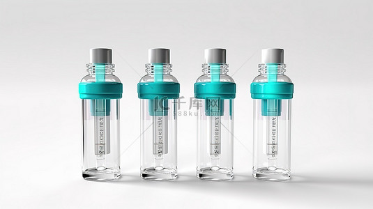 流感治疗背景图片_包含患者疫苗接种或白色背景治疗的医用小瓶模板的 3D 渲染