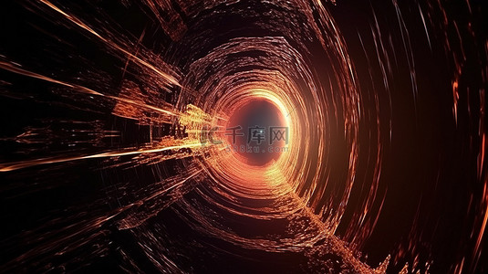 天文黑洞背景图片_前往新维度的旅程 穿越时空虫洞的 3D 渲染