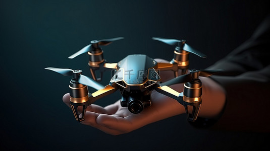 智能遥控器背景图片_带遥控器的手动发射无人机升空 3D 渲染