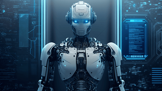机器人白色金属高科技透明触摸屏背景