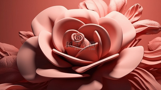 玫瑰花瓣点缀简约的 3d 抽象背景