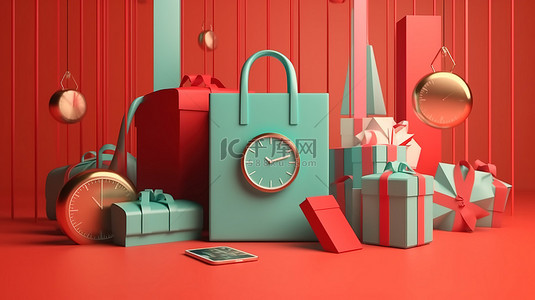 通过礼品袋和手机 3D 渲染，电子商务让购物触手可及