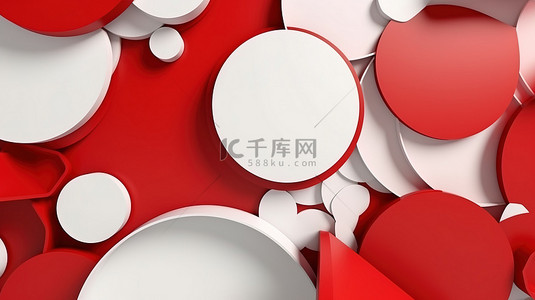 红色和白色销售横幅背景的 3D 插图