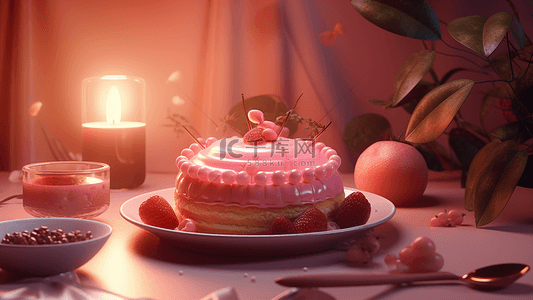 下午茶点心背景图片_甜品蛋糕水果粉色浪漫背景