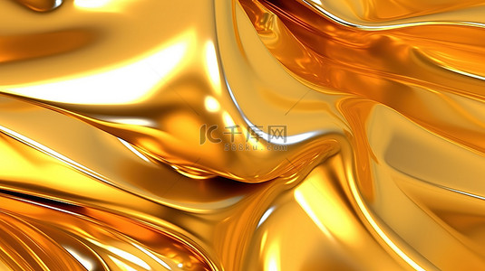 华丽的 3d 渲染抽象金色背景
