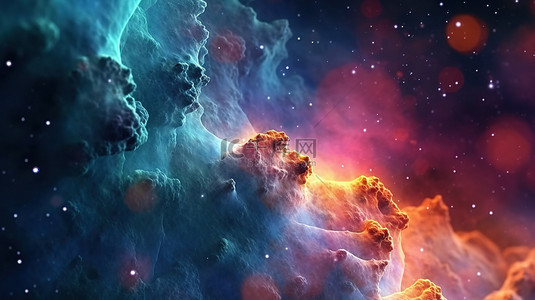 西柚色星空背景图片_宇宙的空灵奇观 抽象空间中星系恒星行星和星团的迷人展示