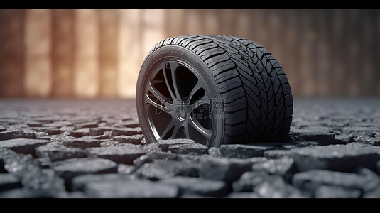 轮胎轮胎背景图片_沥青路面轮胎安装的 3D 可视化
