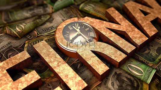 节省金钱背景图片_时间就是金钱时钟和黑板上的 3d 字