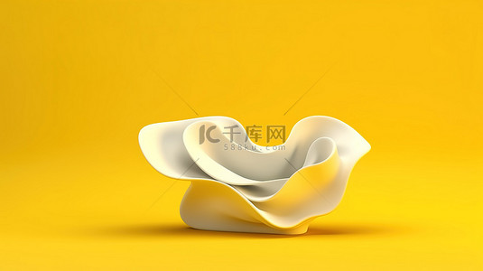 黄色背景与抽象3D波浪物体创意壁纸设计