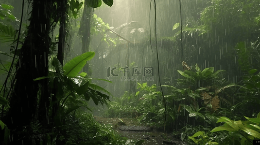 卡通热带森林背景图片_森林叶子热带雨林植物自然风景