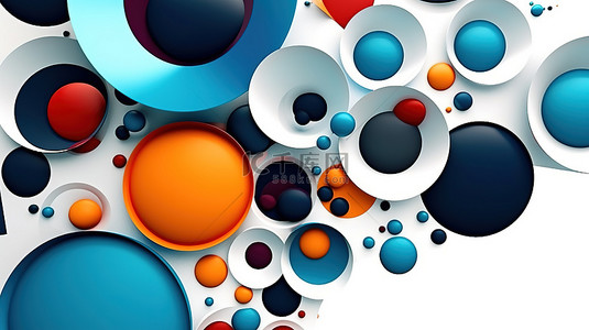 干净的白色背景艺术 3D 渲染上充满活力的圆形阵列和纹理蓝色球体