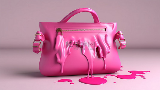 粉红色油漆袋溅入污点形成 3d 渲染
