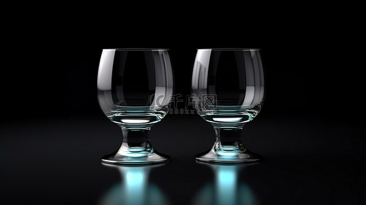 烈酒背景背景图片_黑色背景下两个酒杯的逼真 3D 插图，非常适合烈酒搭配