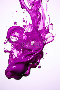 将紫色丙烯酸颜料滴入白色的液体中