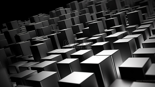 用于抽象背景设计的立方体的单色简约 3D 渲染