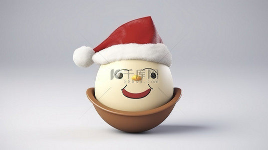 冬季帽子背景图片_3d 渲染孤立的圣诞老人帽子蛋
