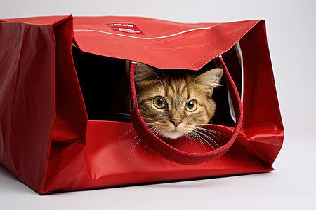 红色袋子里的猫
