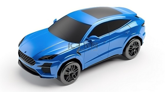 车展背景图片_3d 渲染轿跑车运动 SUV 在白色背景上的蓝色