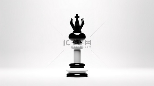 黑白棋子背景图片_白色背景 3d 渲染上的倒置黑白棋王