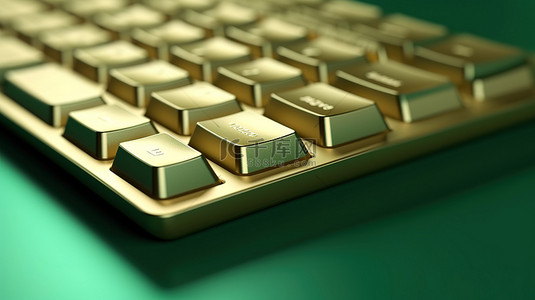 键盘符号潮水绿色背景上的金色福尔图纳键盘