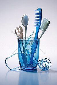 护理用品背景图片_牙刷牙膏杯刷子牙线等口腔护理用品