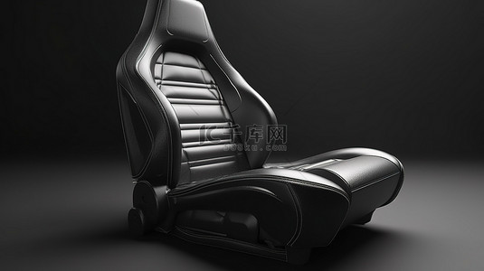 汽车配饰背景图片_隔离在时尚黑色皮革汽车座椅的白色 3D 渲染上
