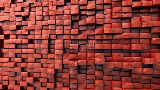 红白黑背景背景图片_3D 现实逼真渲染中的红砖墙