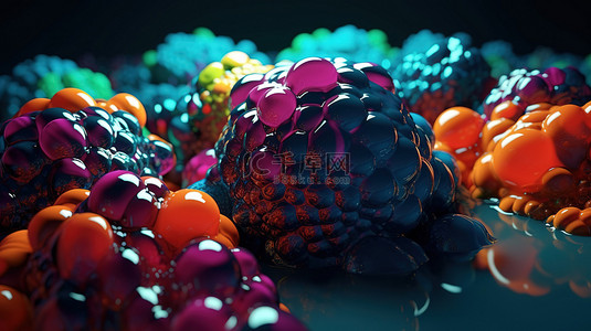 美容绿色背景背景图片_3D 渲染抽象背景中生动的变形球体非常适合优雅的时尚或美容演示