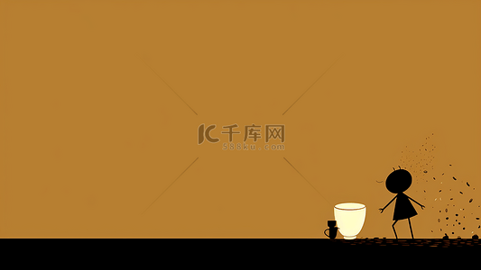 菜单咖啡背景图片_咖啡简约咖啡杯人物插画边框