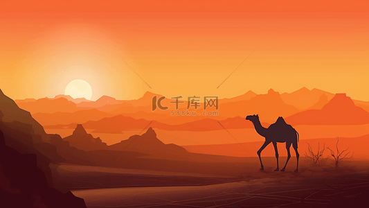 骆驼背景图片_沙漠戈壁骆驼背景